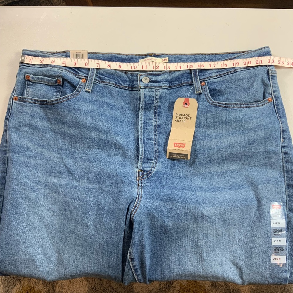 Levi’s Ribcage Straight Ankle classic wash button fly jeans Size 24W NEW - Picture 15 of 15